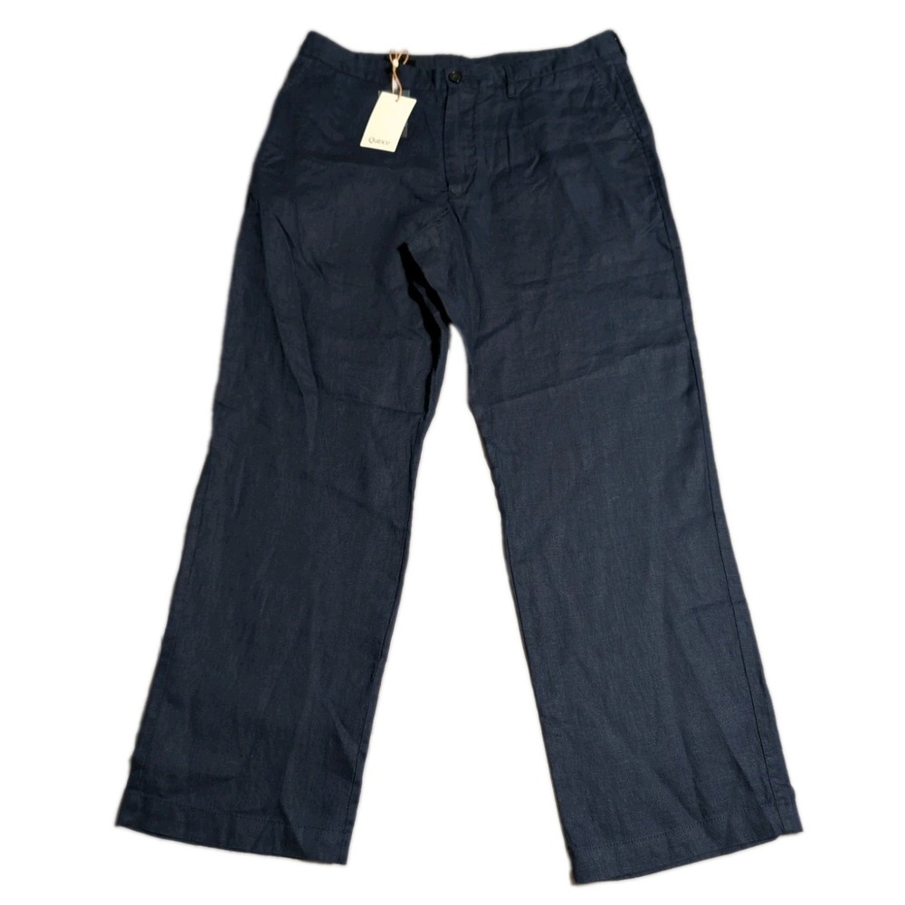 Quince 100% European Linen Trousers Mens 34x30 Deep Navy Pants NWT